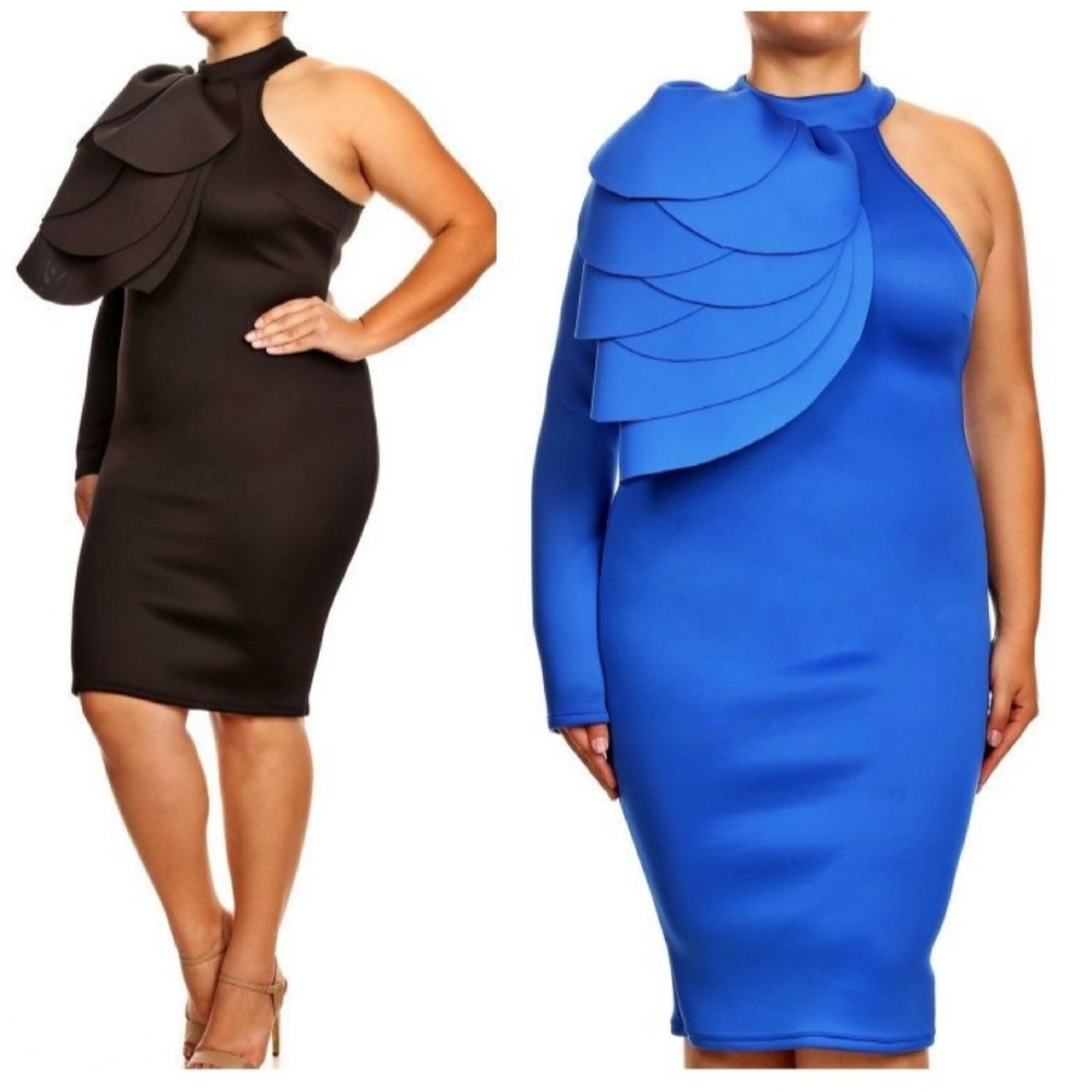 🌷Elegant One Shoulder Scalloped Top Dress